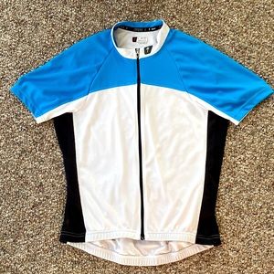 NEW - RBX Semi Form Fit Large Womens Cycling Jersey Full Zipper Mock Neck Blue